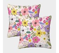 Flower Pillow Cases Pack of 2 Cozy Pillowcase Art Cushion Case Polyester Decorative Couch Living Room 50x50cm
