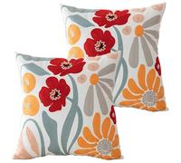 Flower Pillow Covers Floral Decorations Cushion Covers Square Throw Pillow Covers Pillowcase 2 Pack for Sofa Living Room Home Rose& Magritte 45x45cm