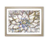 Flower Pink Dahlia No.1 Modern BG Framed Print | A2 Oak Framed Wall Art | Ready to Hang | Modern Floral Picture | Living Room Bedroom Lounge Office