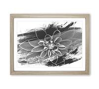 Flower Pink Dahlia Vol.1 V1 Modern Framed Print | A2 Oak Framed Wall Art | Ready to Hang | Modern Floral Picture | Living Room Bedroom Lounge Office