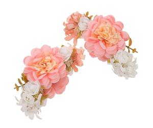Flower Pink Fabric 2pcs Hair Claw Clip for Bridesmaids and Events | Artificial Floral Design, Plastic Resin Cloth Build, Easy Styling for Half-up Looks at Parties