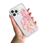 Flower Pink Octopus Shell Silicone Y2K Clear TPU Custom Compatible With iPhone 11 12 13 14 15 16 16E 17 XR X SE 7 8 Air Pro Max Plus Mini S22 S23 S25 S26 Case Personalised Name Cover