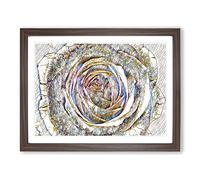 Flower Pink Rose No.2 Modern BG Framed Print | A2 Walnut Framed Wall Art | Ready to Hang | Modern Floral Picture | Living Room Bedroom Lounge Office