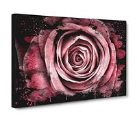 Flower Pink Rose No.3 Modern CB Canvas Wall Art Print Ready to Hang, Framed Picture for Living Room Bedroom Home Office Décor, 24x16 Inch (60x40 cm)