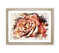Flower Pink Rose No.4 Modern FC Framed Wall Art Print, Ready to Hang Picture for Living Room Bedroom Home Office Décor, Oak A2 (64 x 46 cm)