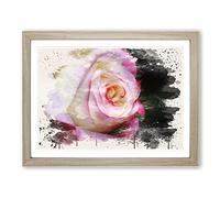 Flower Pink Rose No.6 Modern FC Framed Wall Art Print, Ready to Hang Picture for Living Room Bedroom Home Office Décor, Oak A2 (64 x 46 cm)