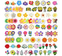 Flower Pins Bulk 30/50/100PCS Lot Colorful Floral Pin Mixed Daisy Flower Sunflower Rose Wildflower Tulip Pins for Backpacks/Jackets/Hats/Bags Women Gifts, S, Silicone, no gemstone