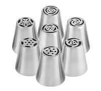 Flower Piping Nozzles, 7 Pcs Cake Piping Icing Tips Stainless Steel Flower Frosting Nozzle Set for Cupcakes Cake Decorating