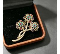 Flower Plant Brooch, Retro Baroque Lapel Pin, Elegant Floral Decorative Daily Casual Clothing Accessories For Fashion Lovers