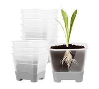 Flower Plant Nursery Pots, Square Drainable Flower Planting Starter Pots, 10pcs Reusable Square Seedling P-ots With Draining Holes Silicone Base For Easy Transplant