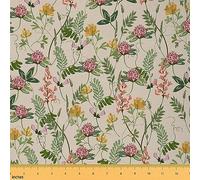 Flower Plants Fabric by The Yard for Women Men Adult Kids Botanical Waterproof Outdoor Fabricy Natural Vintage Upholstery Fabric for Chairs Garden Plants Reupholstery Fabric 1 Yard (L92*W150cm)