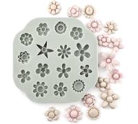 Flower Polymer Clay Molds, Polymer Clay Molds for Jewelry Making, Daisy Sunflower Rose Miniature Silicone Molds (15Flowers)