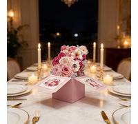 Flower Pop-Up Card,Bouquet Pop Up Card Box with Envelope & Blank Card, 3D Birthday Cards, Festive Gifts for Mum, Wife, Sister, Daughter, Friend, Personalised Gift for Special Her (Pink)