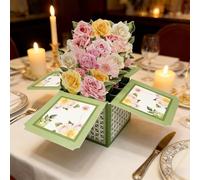 Flower Pop-Up Card,Bouquet Pop Up Card Box with Envelope & Blank Card, 3D Birthday Cards, Festive Gifts for Mum, Wife, Sister, Daughter, Friend, Personalised Gift for Special Her (Green)