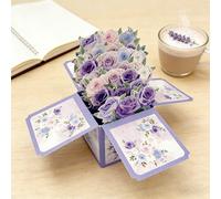 Flower Pop-Up Card,Bouquet Pop Up Card Box with Envelope & Blank Card, 3D Birthday Cards, Festive Gifts for Mum, Wife, Sister, Daughter, Friend, Personalised Gift for Special Her (Purple)