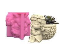 Flower Pot Concrete Casting Mould - Silicone Mould Girl Head Plant Pot Epoxy Resin Mould - Handmade Flower Pot Epoxy Resin Silicone Mould - DIY Succulent Planters Vase Moulds (Little Angel)