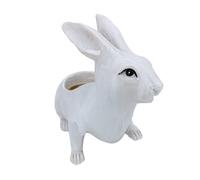 Flower Pot - Decorative Container in the Shape of a Statuette, 17.8 x 9.0 x 14.0 cm Resin Rabbit Planter - for Home Indoor and Outdoor Garden Window Patio Balcony and Flowers