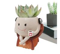 Flower Pot - Funny Face Planter Pots | Decorative Sit Chair Succulents | Resin Flower Holder Containers Bonsai Tabletop Decorations For Windowsill Offices Balcony Garden Patio Desk