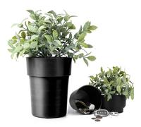 Flower Pot Hidden Safe with Plants, Flower Pot Key Holder, Secret Safe Compartment Lock Box for Outdoor, Garden, Office, Yard Hiding Vault (Black)