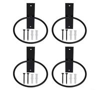 Flower Pot Holder Rings Metal Wall Mount Brackets with Bottom Ventilation for Healthy Plants, Iron Material for Long Term Use (4in)