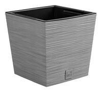 Prosperplast 2-in-1 Flower Pot with Inner Pot Planter Plastic Square Chisel Look Grey (24 cm x 24 cm x 23.5 cm)