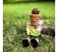 Flower Pot Man Planter,Cute Terracotta Pot Man Planter and Decorative Pottery Planter,Flower Succulent Pot Indoor Outdoor Garden Backyard Patio,Novelty Gift, Perfect for Any Occasion (Casual),9 Inch