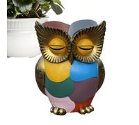 Flower Pot, Owl Shaped Flower Pots for Indoor Use, Hand Drawn Owl Succulent Pots Made of Resin, Colourful Creative Owl Planter with Mark Details, Owl Vase Home Decor