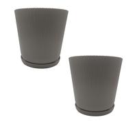 Relaxdays Planters with saucers, set of 2