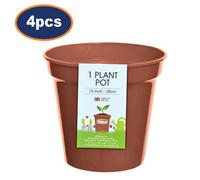 Flower Pot Planter 38Cm Terracotta Plastic Round Whitefurze Round Garden 4Pcs