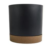 (Anthracite, 4.6L (D199mm x H196mm)) Round Flower Pot Planter with Saucer Indoor Outdoor Two Tone Matt Modern Decor
