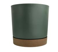 Flower Pot Planter with Saucer Two Tone Matt Modern Decor Plastic Modern Cylindrical Planter with Drainage Holes Lightweight & Weather-Resistant Indoor & Outdoor (Pine Green, 35L (D390mm x H375mm))