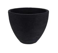 Koopman International Large Ribbed Charcoal Round Plant Pot Indoor Or Outdoor Planter