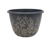 Flower Pot Serenity Planter Black With Brown Wash Effect Plant Garden Patio 25Cm