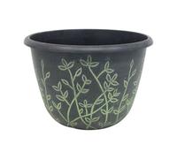 Flower Pot Serenity Planter Black With Green Wash Effect Plant Garden Patio 25Cm
