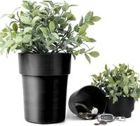 Flower pot shaped safe with plants, hidden key for hiding money and objects, secret garden safe