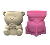 Flower Pot Silicone Mold Concrete Cement Bear Flowerpot Plaster Molds Cup Epoxy Resin Mold Small Bear Flowerpot Resin Epoxy