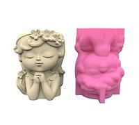 Flower Pot Silicone Mold Prayer Girl Pen Holder Storage Box Container Planter Resin Flower Pot