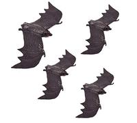 Flower Pot Stand Metal Rubber Decoration Bats Simulations with the bat 4 Pieces Props for Carnival Wind Chime Wood Large (Black, One Size)