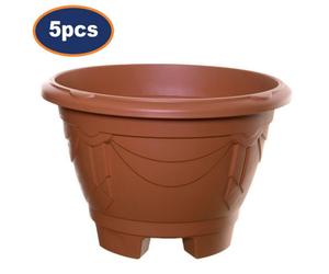 Flower Pot Venetian Planter Round Legged Plastic Terracotta Garden 4L 26Cm 5Pcs