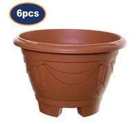 Flower Pot Venetian Planter Round Legged Plastic Terracotta Garden 4L 26Cm 6Pcs