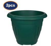Flower Pot Venetian Round Planter Forest Green Plant Garden Patio Tub 24Cm 2Pcs
