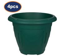Flower Pot Venetian Round Planter Forest Green Plant Garden Patio Tub 24Cm 4Pcs