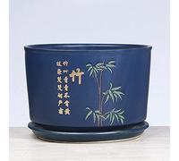 Flower Pots, Chinese Art Flower Pots with Chassis, Mini Ceramic Flowerpot for Succuelnt and Little Outdoor Garden Plant Containers Succulent (H 20.5CM)