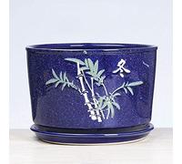 Flower Pots, Chinese Art Flower Pots with Chassis, Mini Ceramic Flowerpot for Succuelnt and Little Outdoor Garden Plant Containers Succulent (C 17.2CM)
