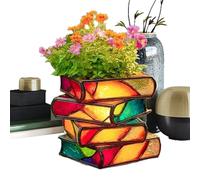 Flower Pots for Indoor Plants - Flower Pot Bookshelf - Stacked Book Flower Pots Decorative Cute 3D Garden Vase for Book Lovers Balcony Indoor Display Desk Patio Home Greenery Decorati