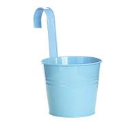 Flower Pots, Garden Pots Hanging Buckets Hanging Planter, Metal Flower Pots Plant Pots Home Decor with Hook For Balcony Fence Light Blue L