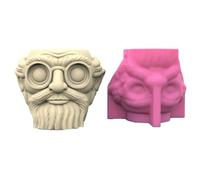 Flower Pots Silicone Molds Succulents Planter Castings Old Man Concrete Vases Clay Resins Succulents Old Man Flower Pots Silicone Vases