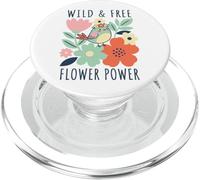 Flower Power Bird With Floral Crown Retro 70s Spring Garden PopSockets PopGrip for MagSafe
