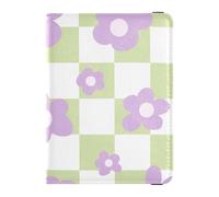 Flower Power Buffalo Plaid Tartan Check Scotland Shabby Chic Leather Passport and Vaccine Card Holder Combo Travel Passport Wallet Passport Cover Holder Wallet Case for Men and Women Waterproof,