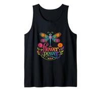Flower Power Dragonfly Love Peace Hippie Flowers 60s 70s Tank Top